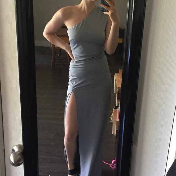 One-Shoulder Bodycon Gown with Side Slit - Picture 2 of 10